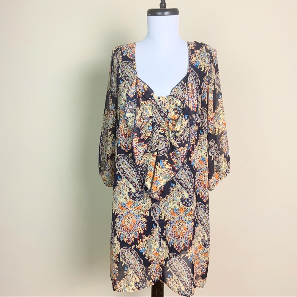 Umgee M Tunic/Dress Paisley Multicolored Print